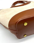 MMs Brands Beige and Brown Canvas Tote Bag