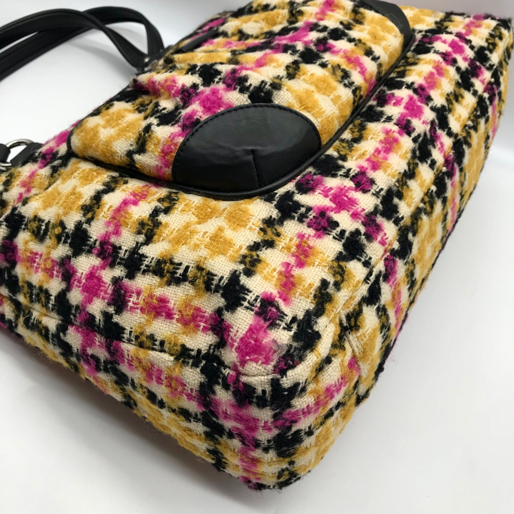 Coach Beige Daisy Wool Tweed Plaid Emma Tote Bag  F25083