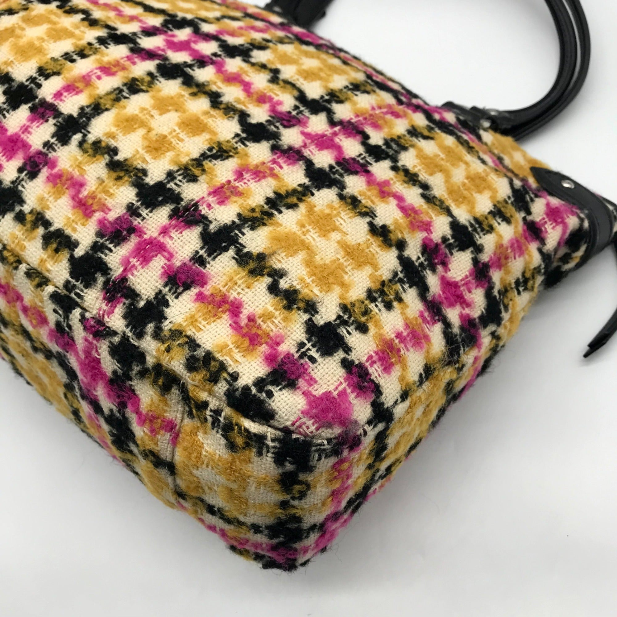 Coach Beige Daisy Wool Tweed Plaid Emma Tote Bag  F25083