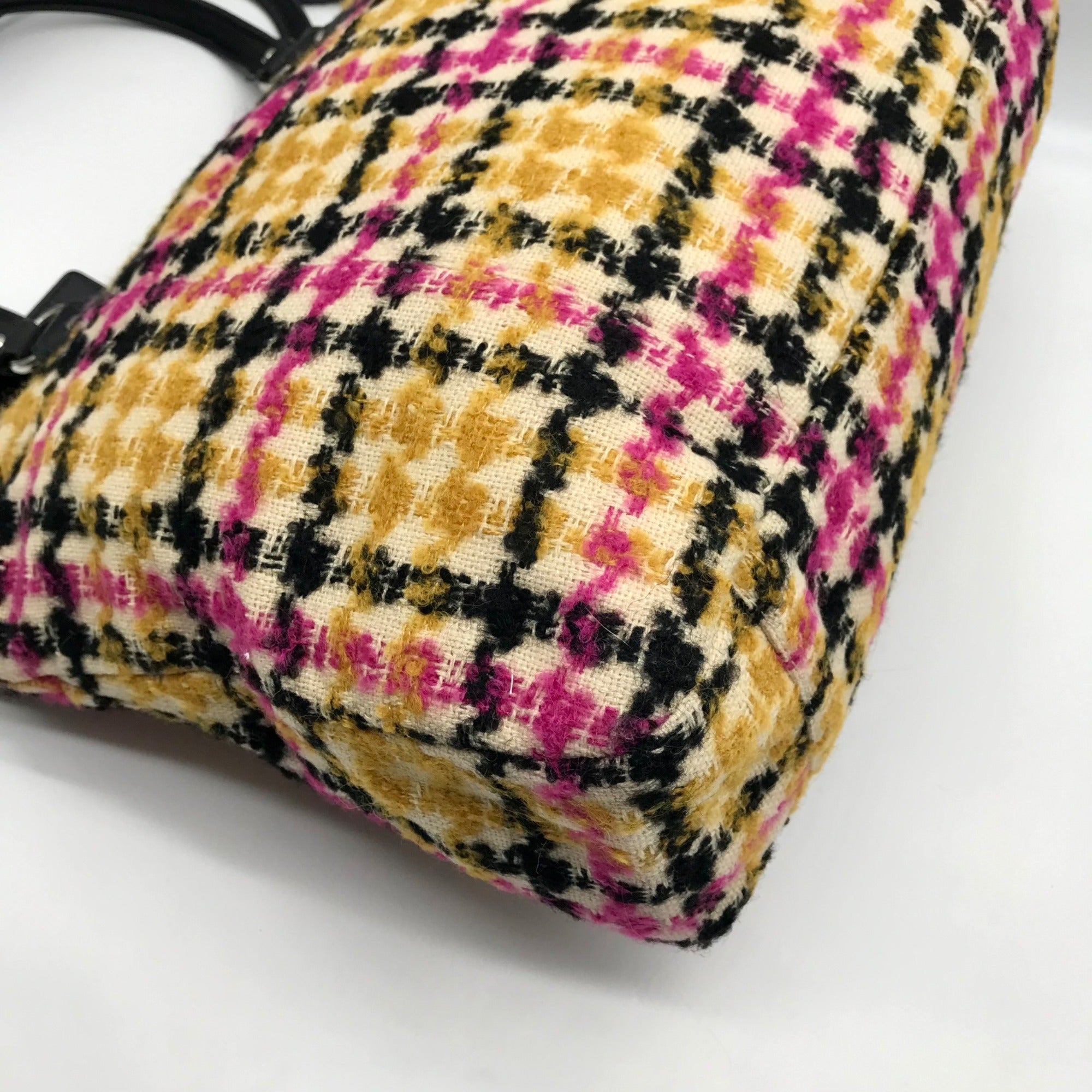 Coach Beige Daisy Wool Tweed Plaid Emma Tote Bag  F25083