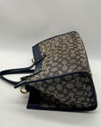 Coach Blue Leather And Canvas Print Reversible Shoulder Bag