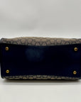 Coach Blue Leather And Canvas Print Reversible Shoulder Bag
