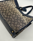 Coach Blue Leather And Canvas Print Reversible Shoulder Bag