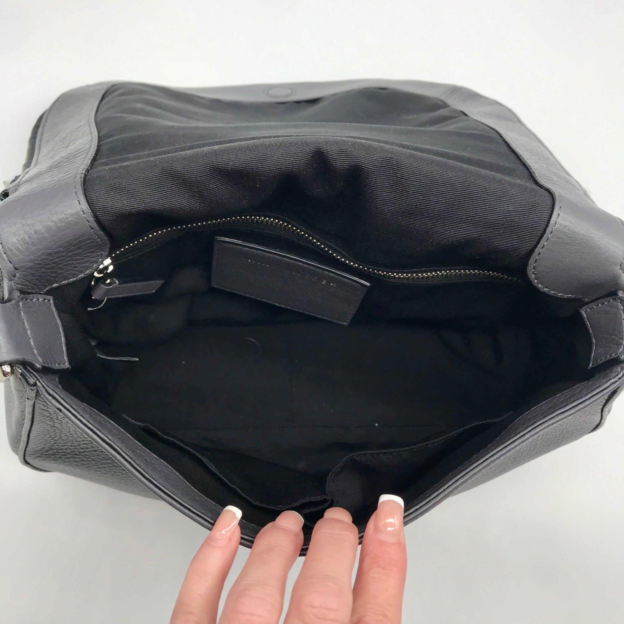 Marc Jacobs Stone Gray Pebbled Leather Recruit Nomad Saddle Bag