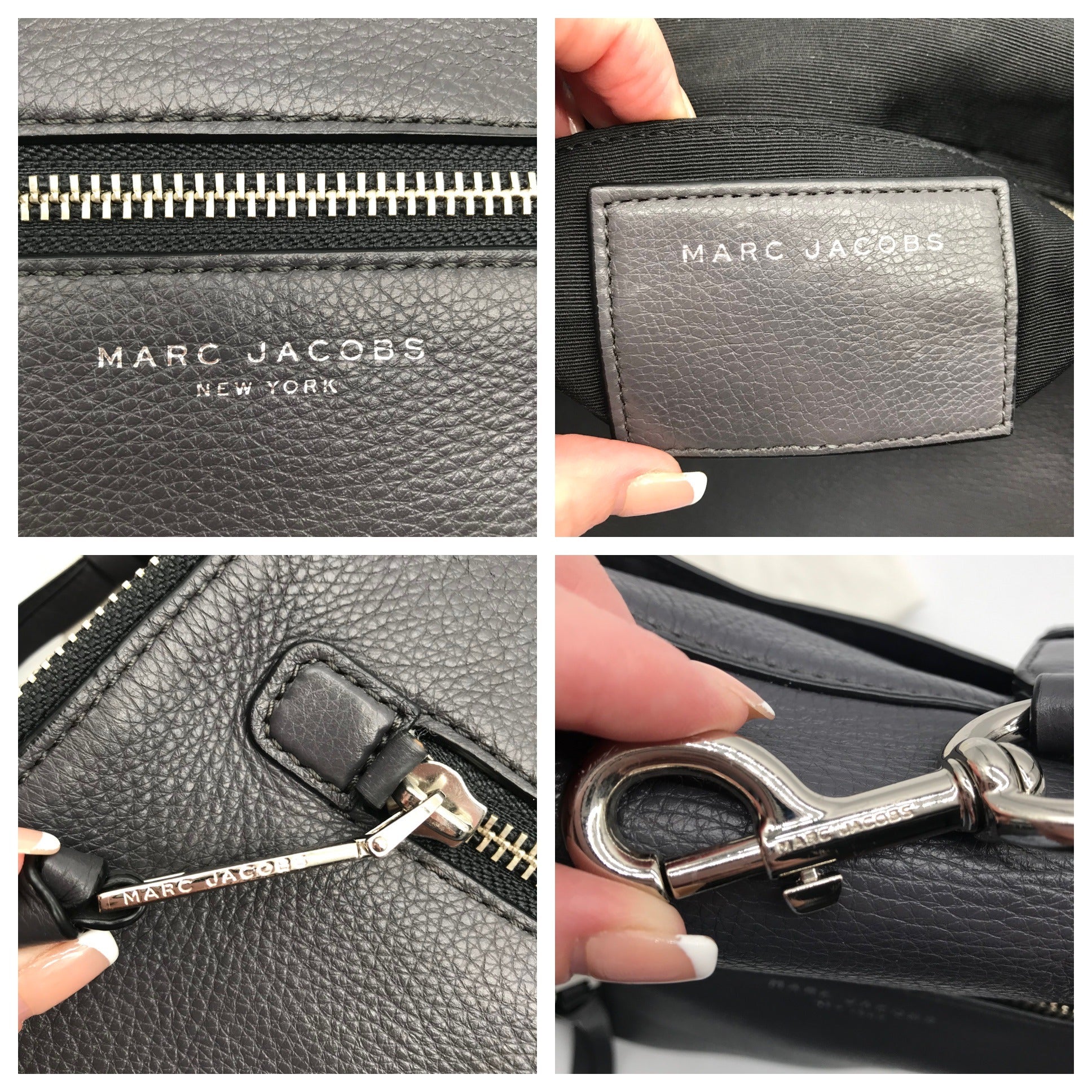 Marc Jacobs Stone Gray Pebbled Leather Recruit Nomad Saddle Bag