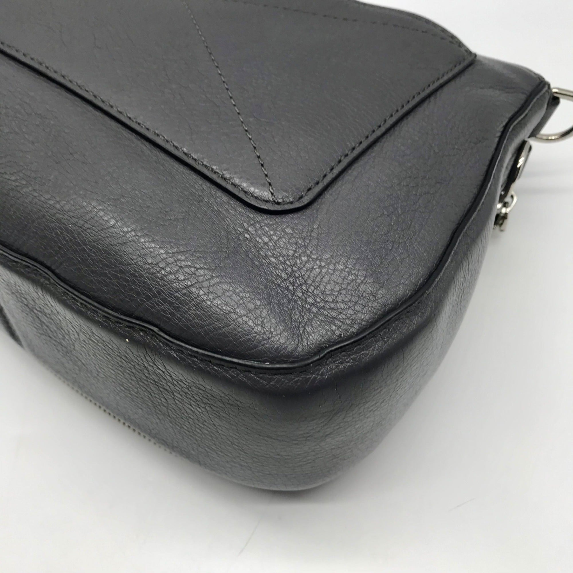 Marc Jacobs Stone Gray Pebbled Leather Recruit Nomad Saddle Bag