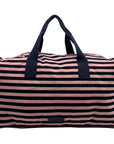 Madden Girl Navy And Pink Striped Weekender Travel Duffel Bag