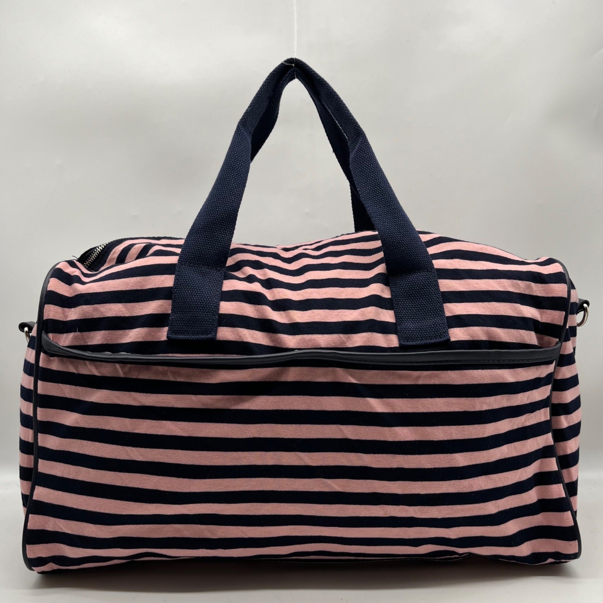 Madden Girl Navy And Pink Striped Weekender Travel Duffel Bag
