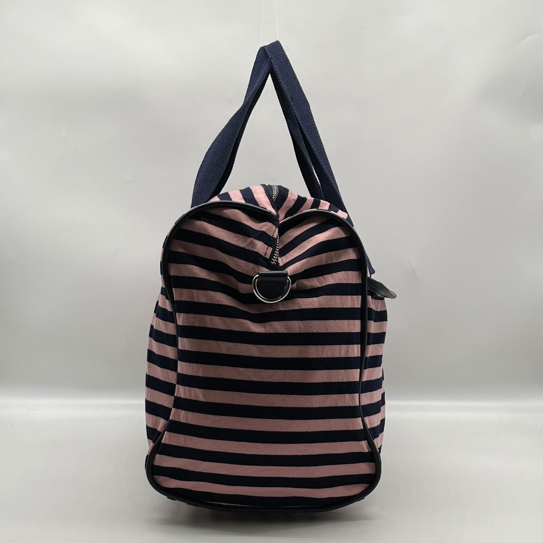Madden Girl Navy And Pink Striped Weekender Travel Duffel Bag