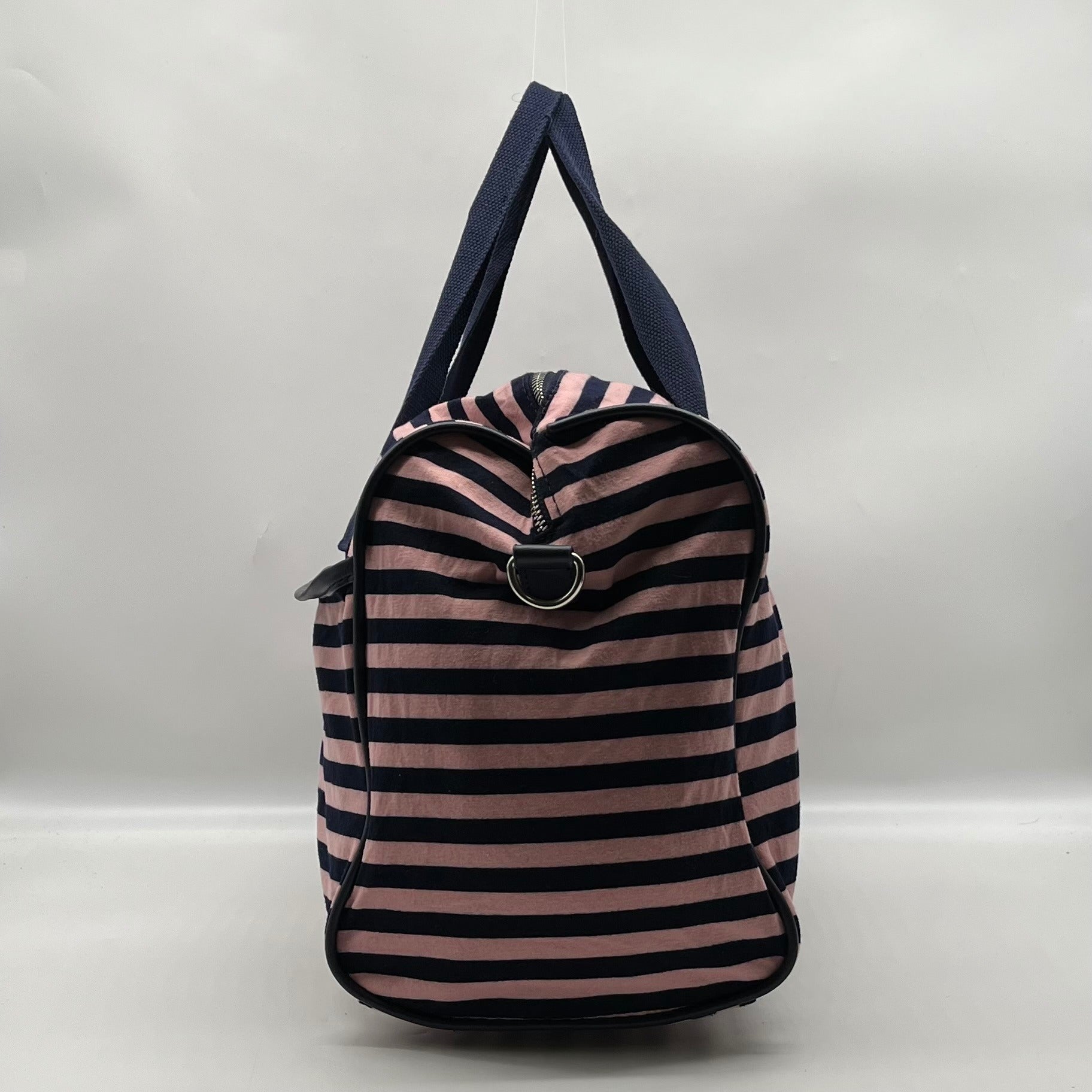 Madden Girl Navy And Pink Striped Weekender Travel Duffel Bag
