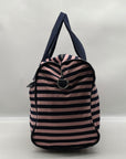 Madden Girl Navy And Pink Striped Weekender Travel Duffel Bag