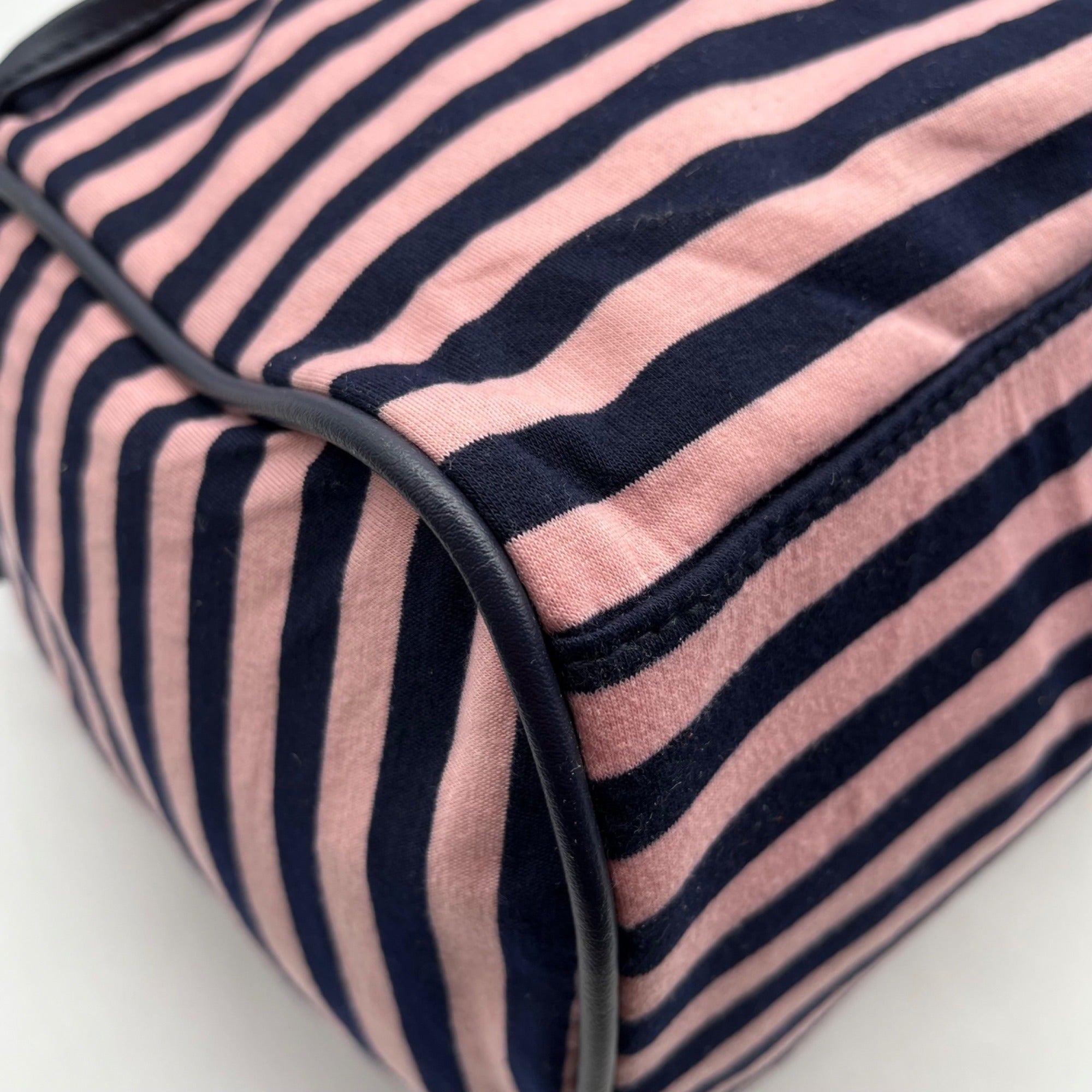 Madden Girl Navy And Pink Striped Weekender Travel Duffel Bag