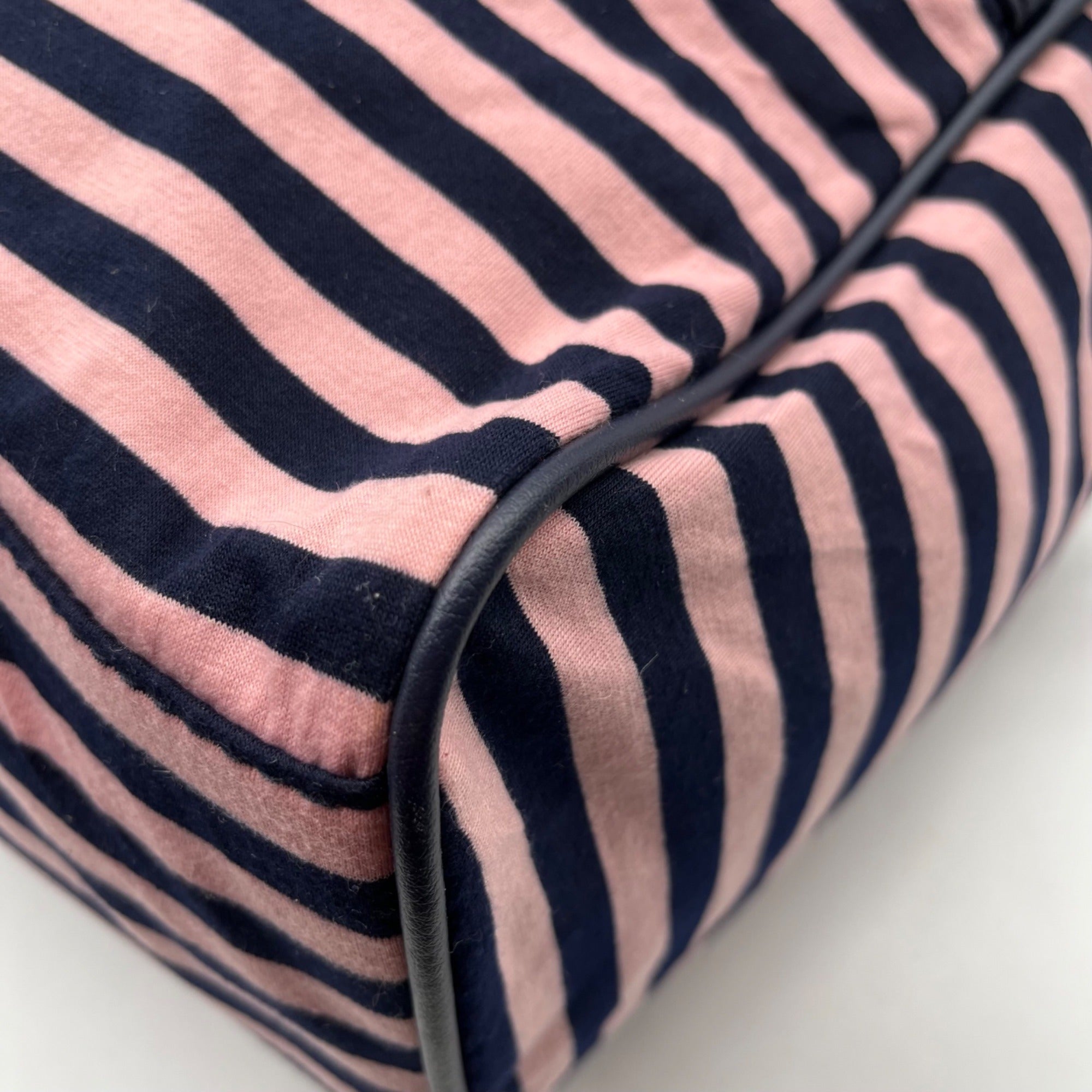 Madden Girl Navy And Pink Striped Weekender Travel Duffel Bag
