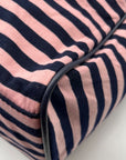 Madden Girl Navy And Pink Striped Weekender Travel Duffel Bag