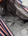 Madden Girl Navy And Pink Striped Weekender Travel Duffel Bag