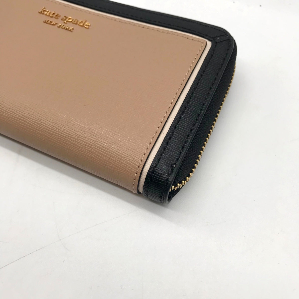 Kate Spade Color-blocked Saffiano Leather Zip-Around Wallet