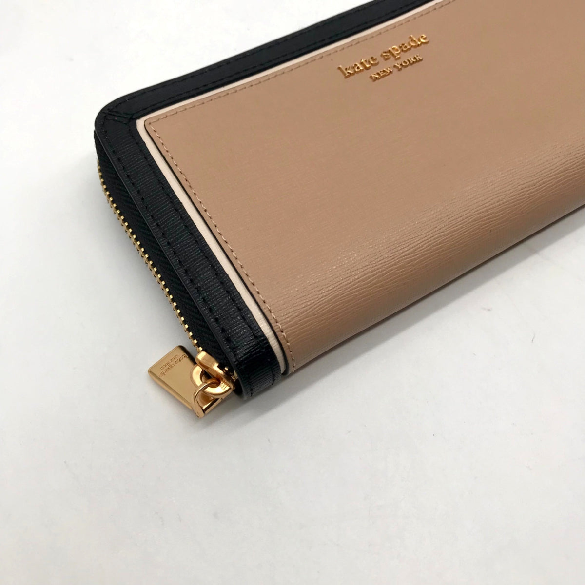 Kate Spade Color-blocked Saffiano Leather Zip-Around Wallet