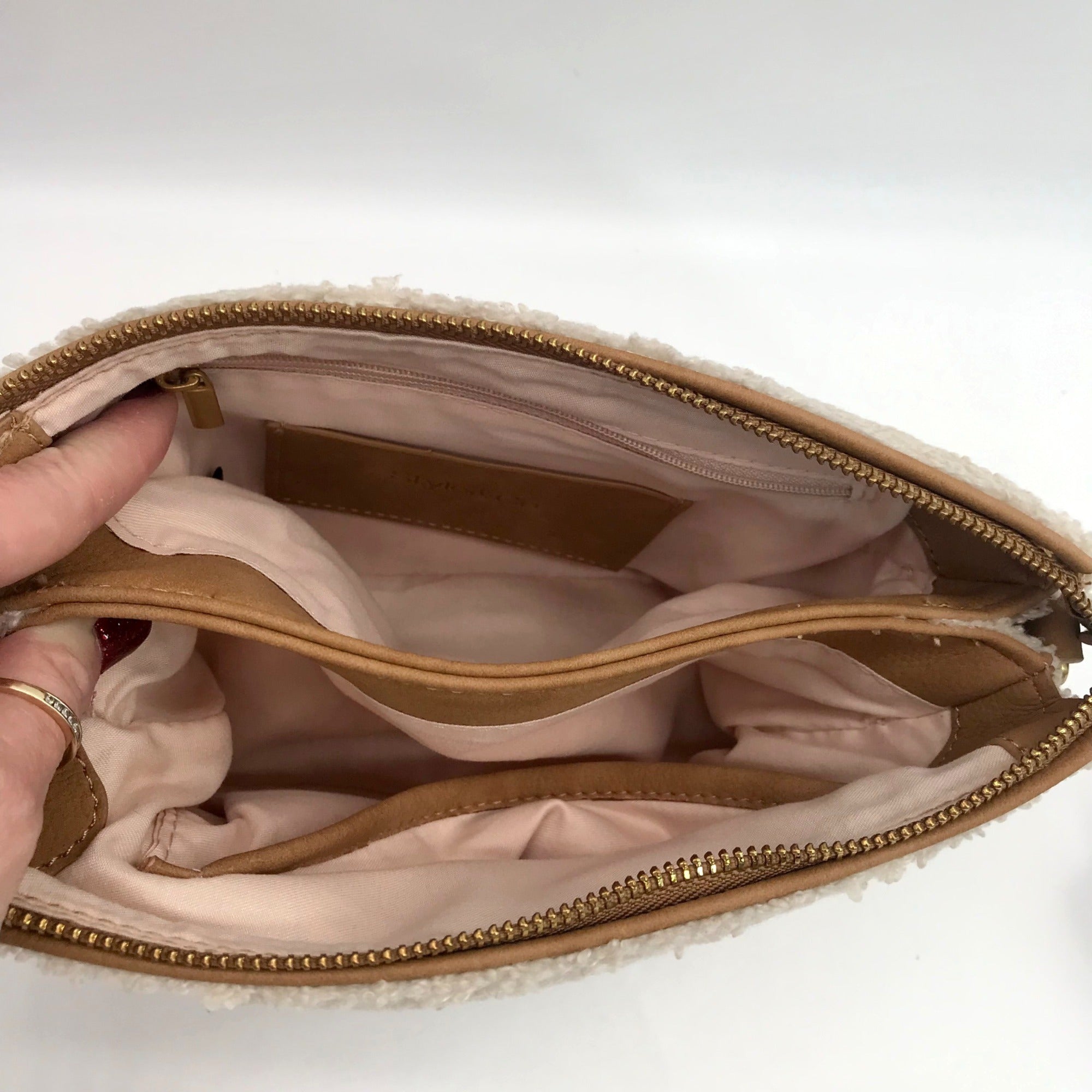 Style &amp; Co Sherpa Faux Fur Double Compartment Crossbody