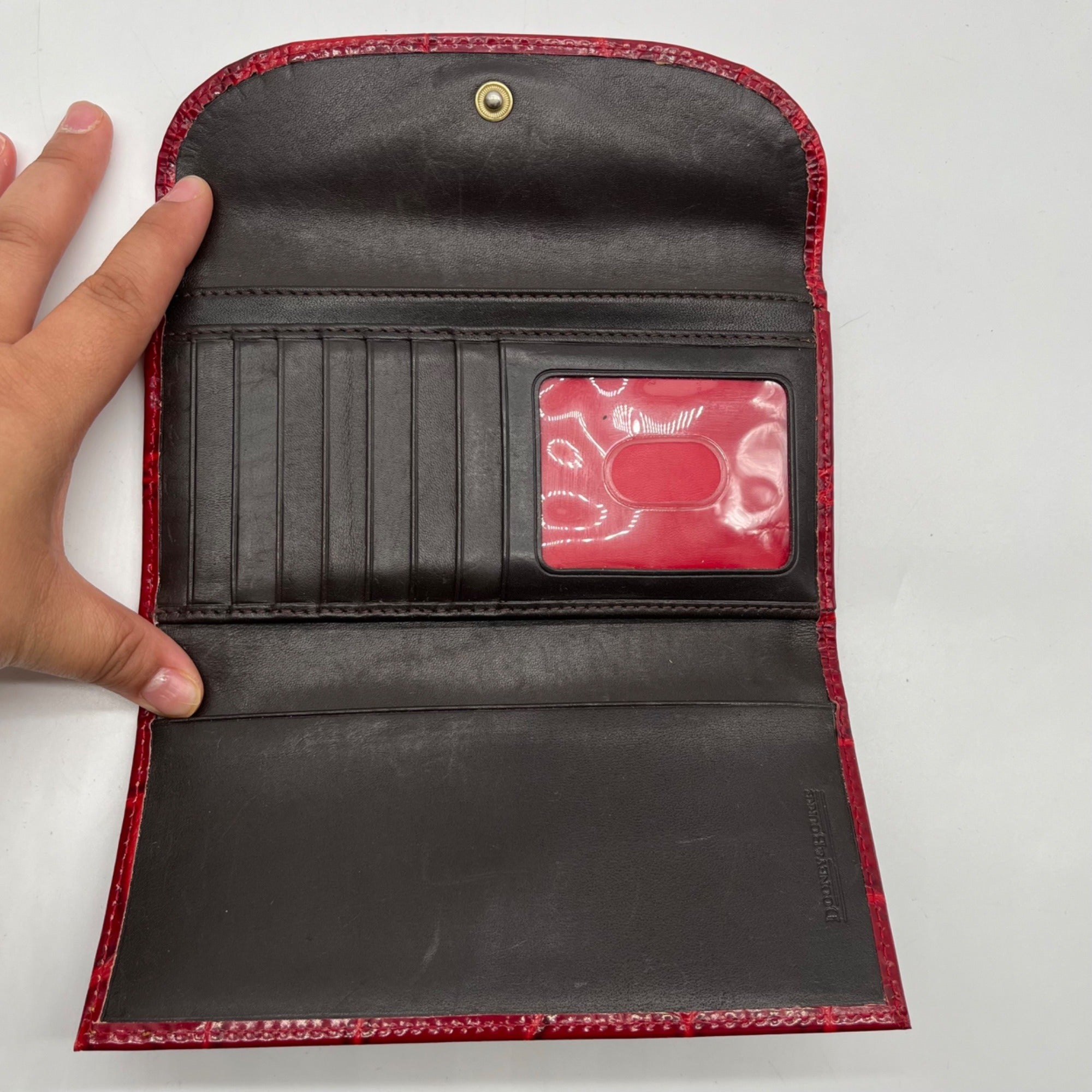 Dooney and Bourke Red Leather Croc Embossed Denison Satchel And Wallet