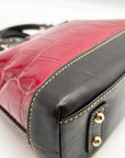 Dooney and Bourke Red Leather Croc Embossed Denison Satchel And Wallet