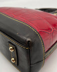 Dooney and Bourke Red Leather Croc Embossed Denison Satchel And Wallet