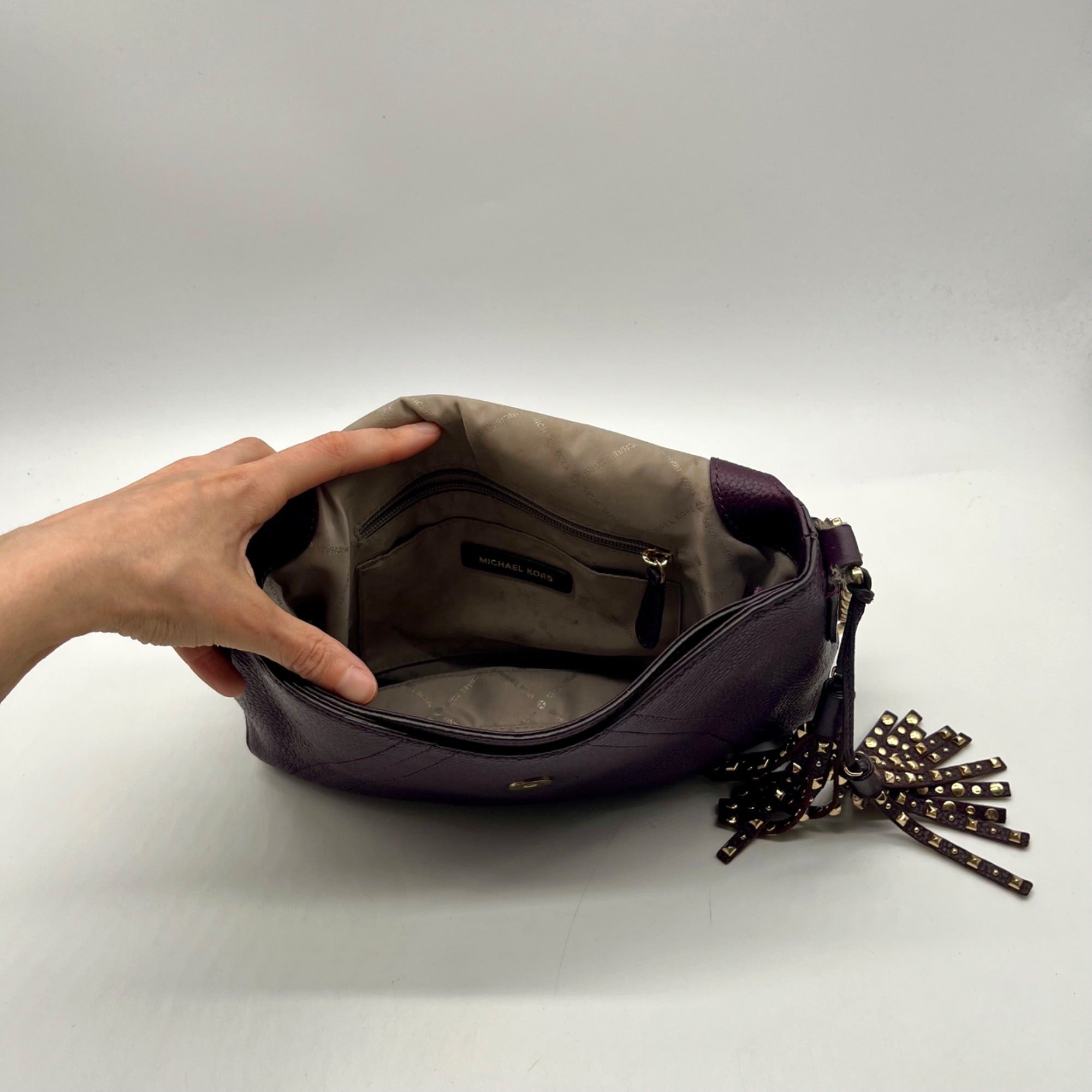 Michael Kors Aria Studded Leather Crossbody Bag