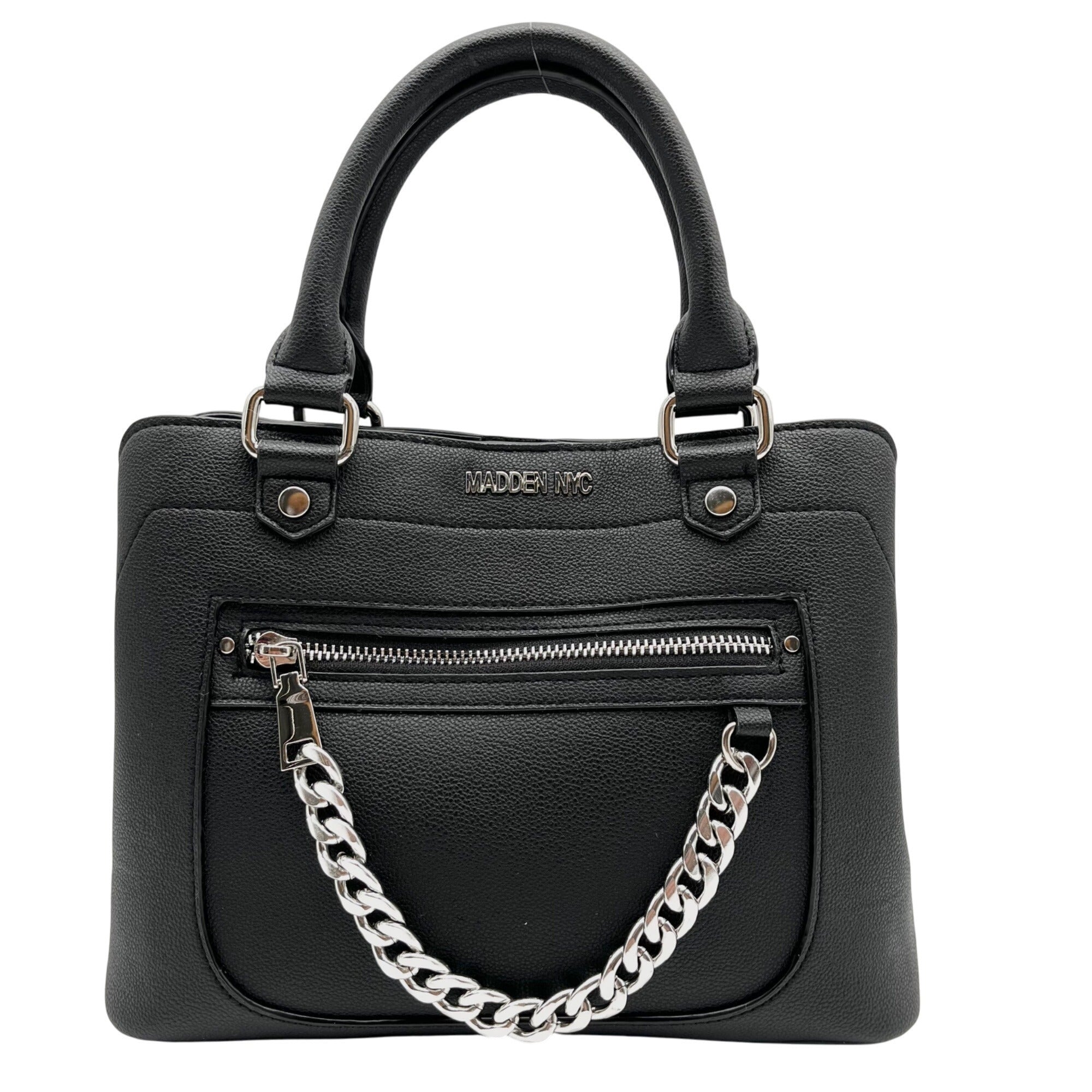 Madden NYC Black Chain Convertible Satchel Bag