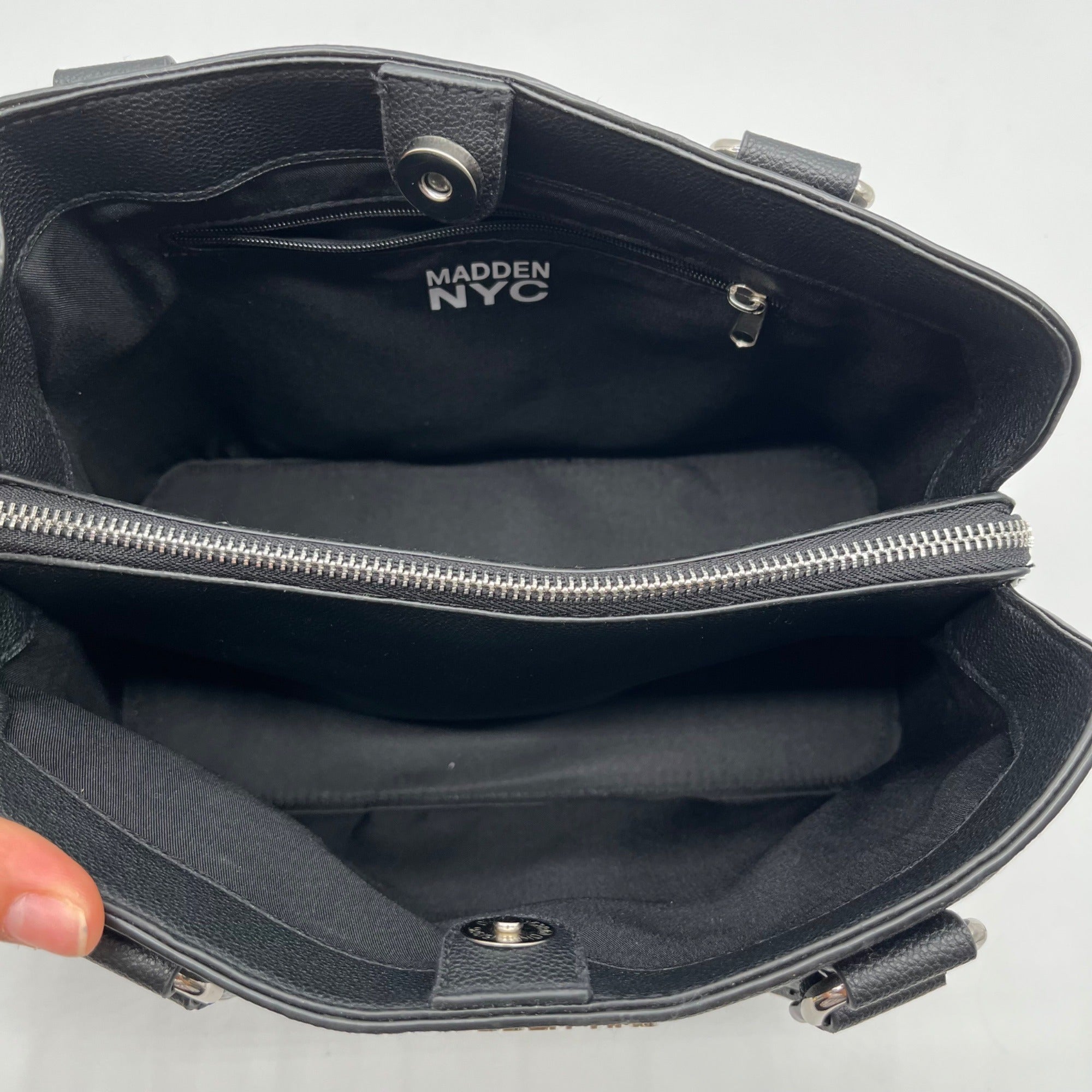 Madden NYC Black Chain Convertible Satchel Bag