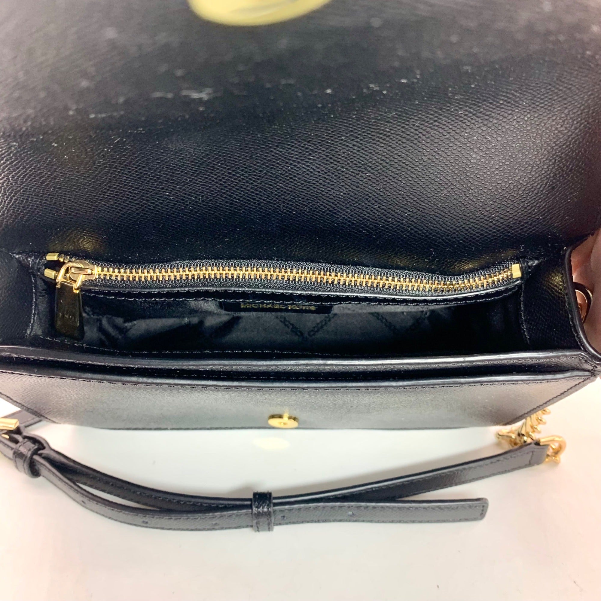 Michael Kors Jet Set Black Leather Full Flap Crossbody Bag