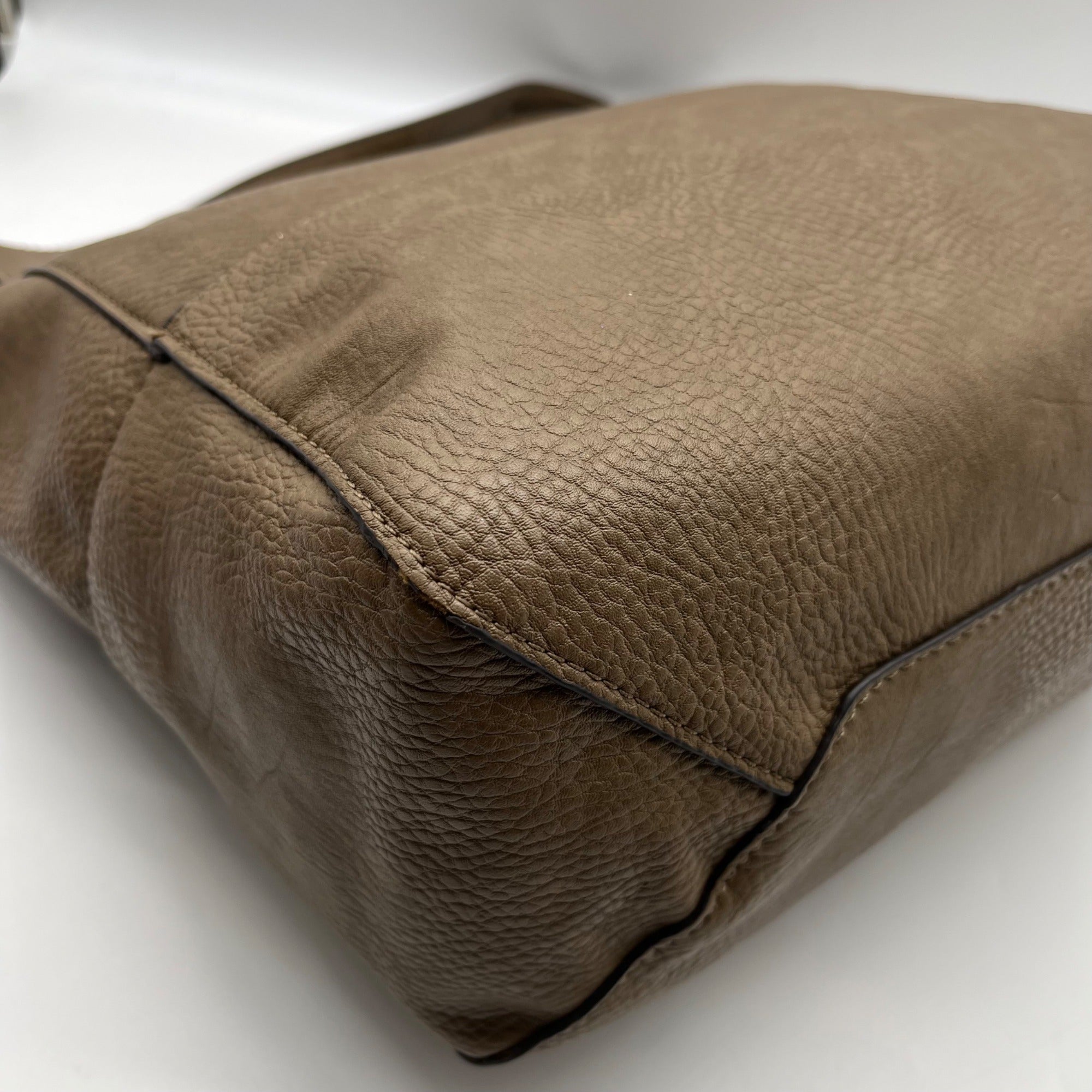 Joy Susan Taupe Vegan Leather Large Tote Bag
