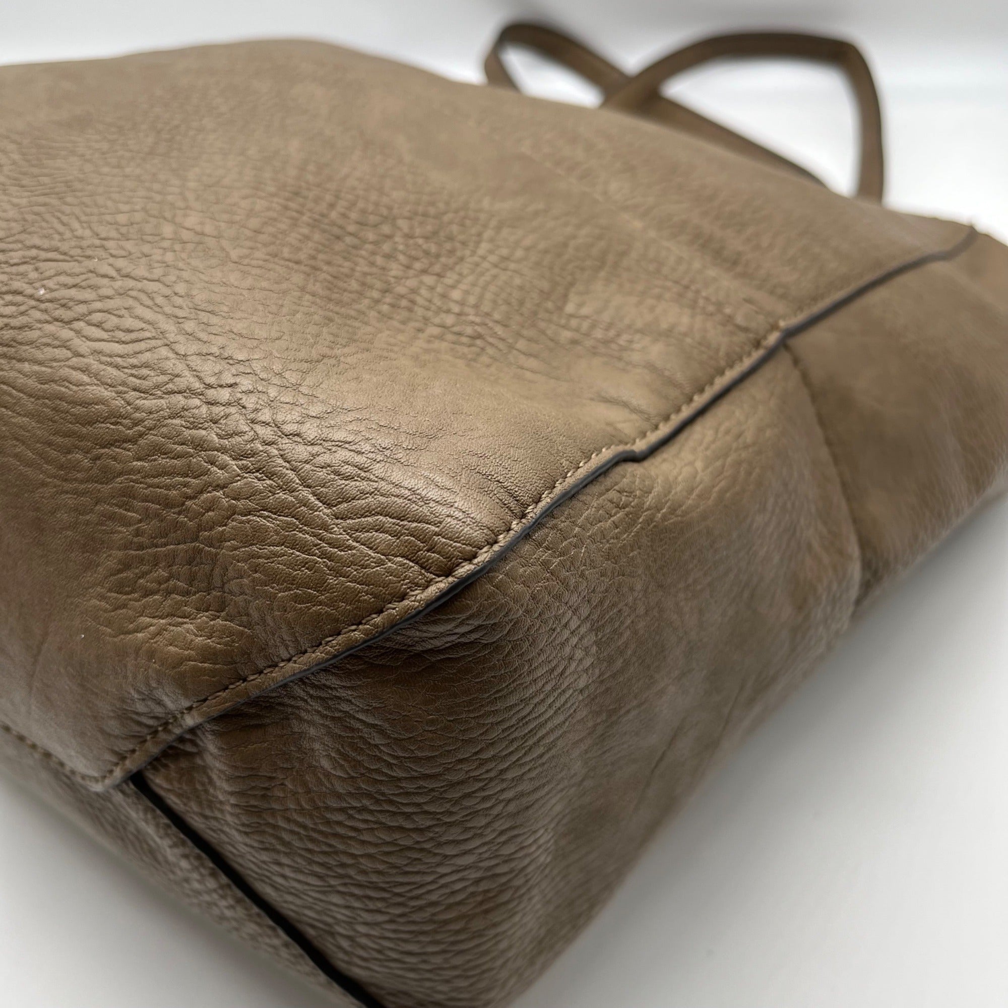 Joy Susan Taupe Vegan Leather Large Tote Bag