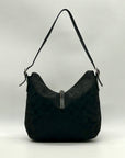 Coach Vintage Black Signature Canvas Clip Shoulder Bag