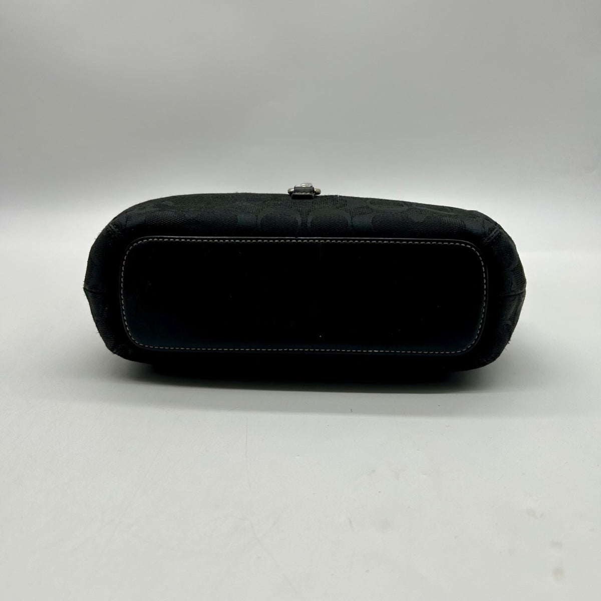 Coach Vintage Black Signature Canvas Clip Shoulder Bag