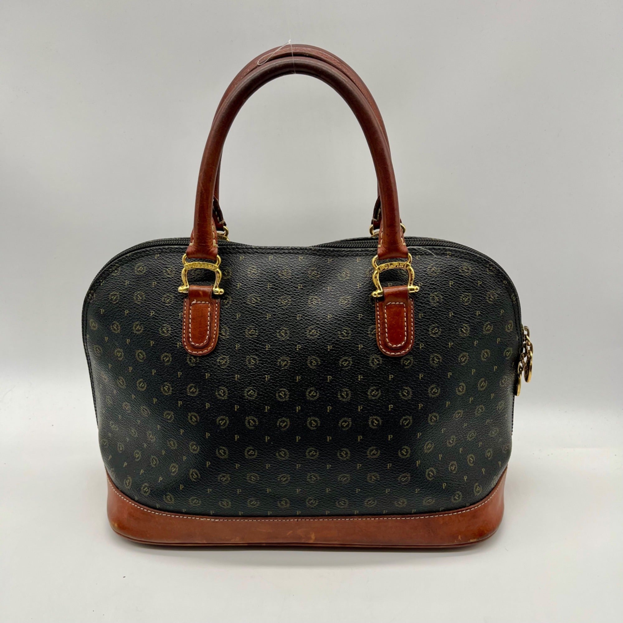 Pollini Monogram Print Pebbled Leather Wallet And Reversible Handbag