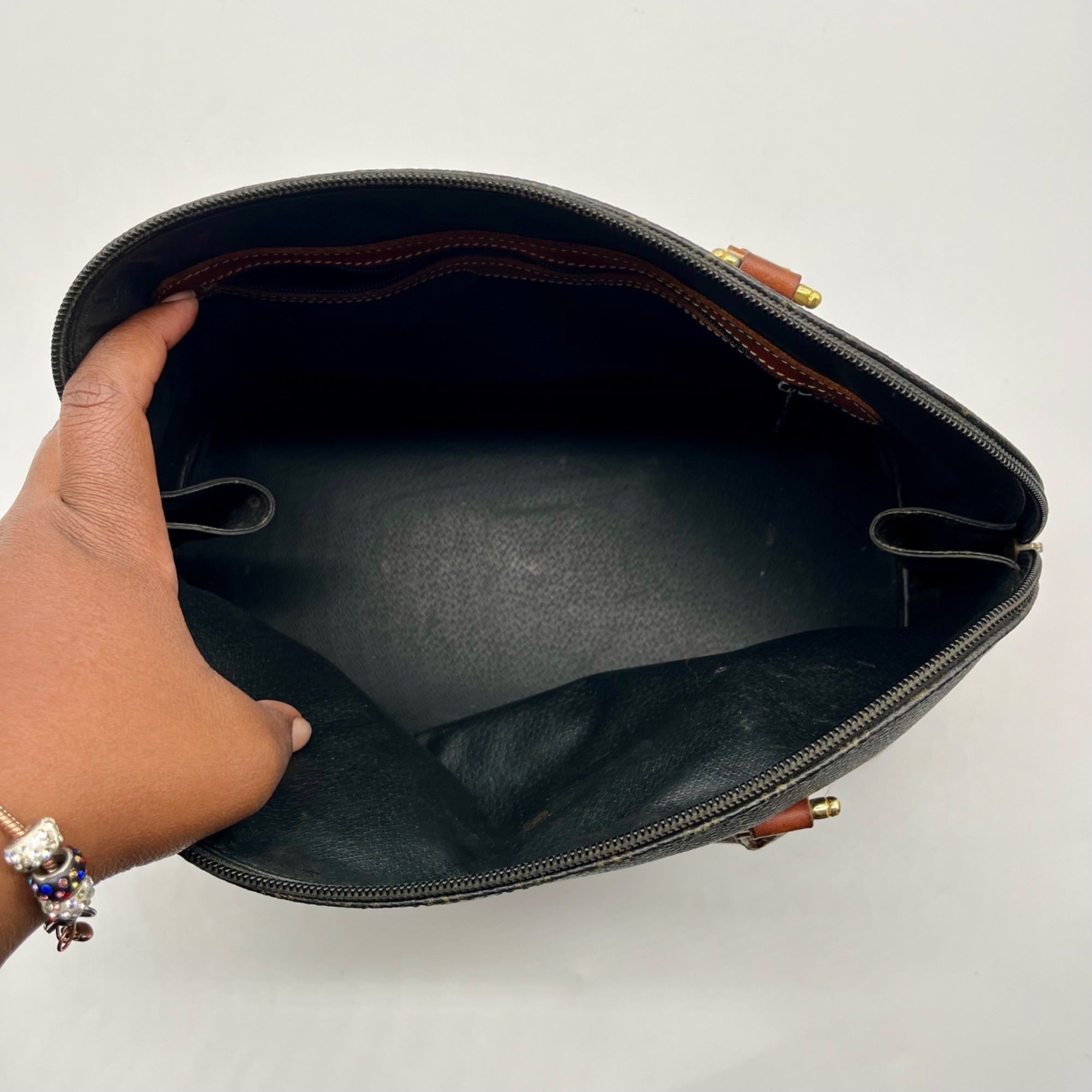 Pollini Monogram Print Pebbled Leather Wallet And Reversible Handbag