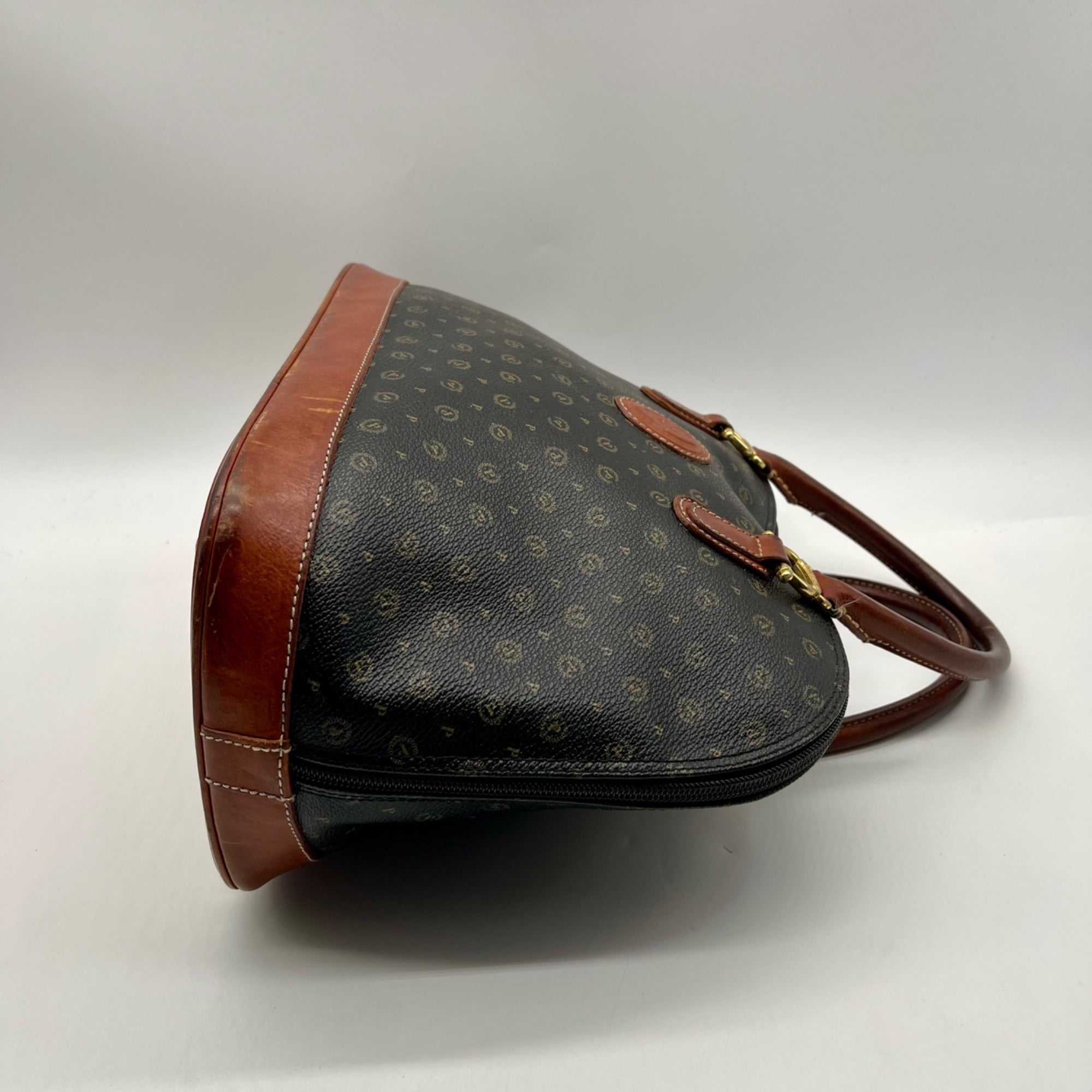 Pollini Monogram Print Pebbled Leather Wallet And Reversible Handbag