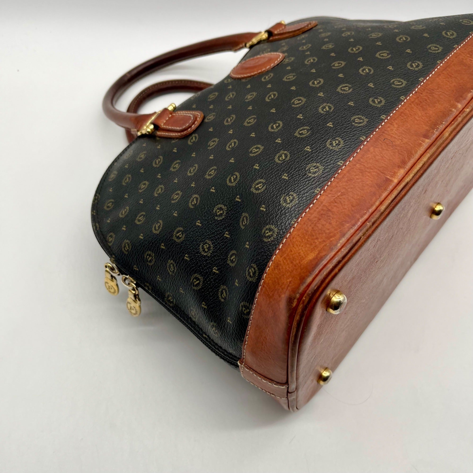 Pollini Monogram Print Pebbled Leather Wallet And Reversible Handbag