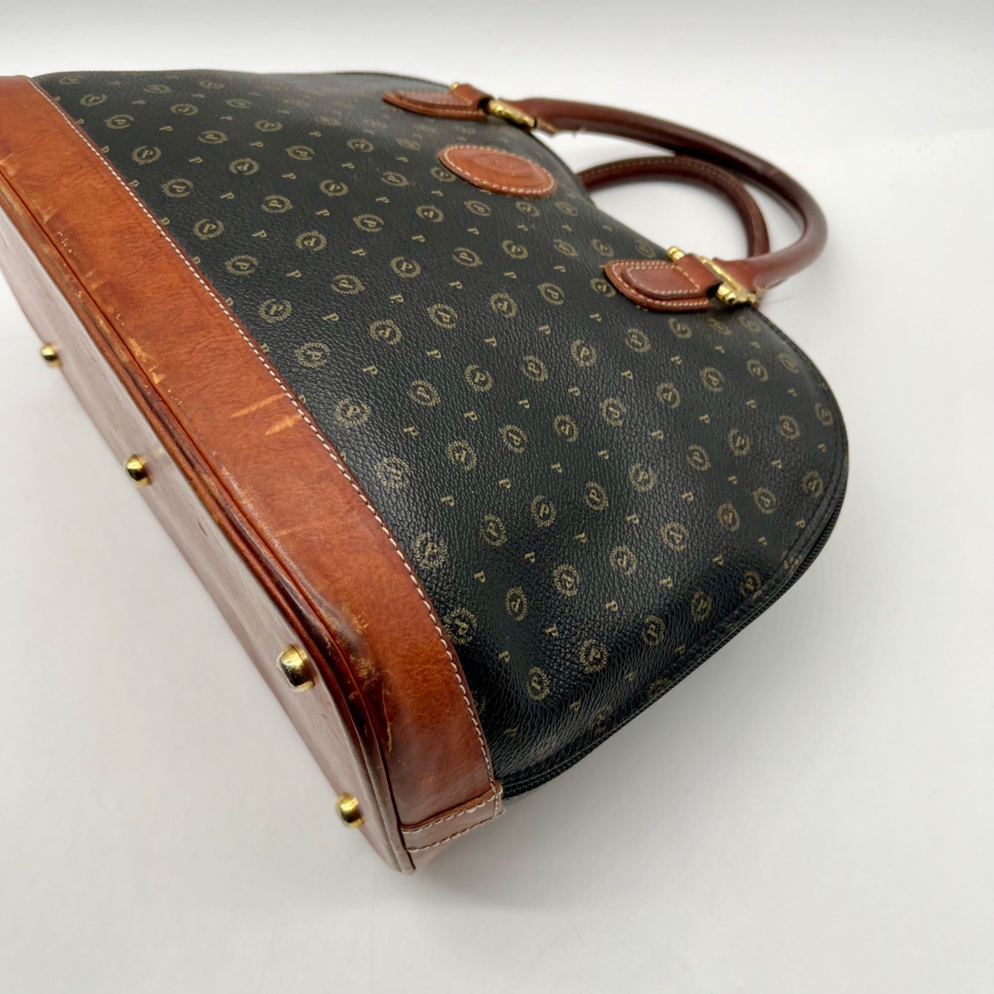 Pollini Monogram Print Pebbled Leather Wallet And Reversible Handbag