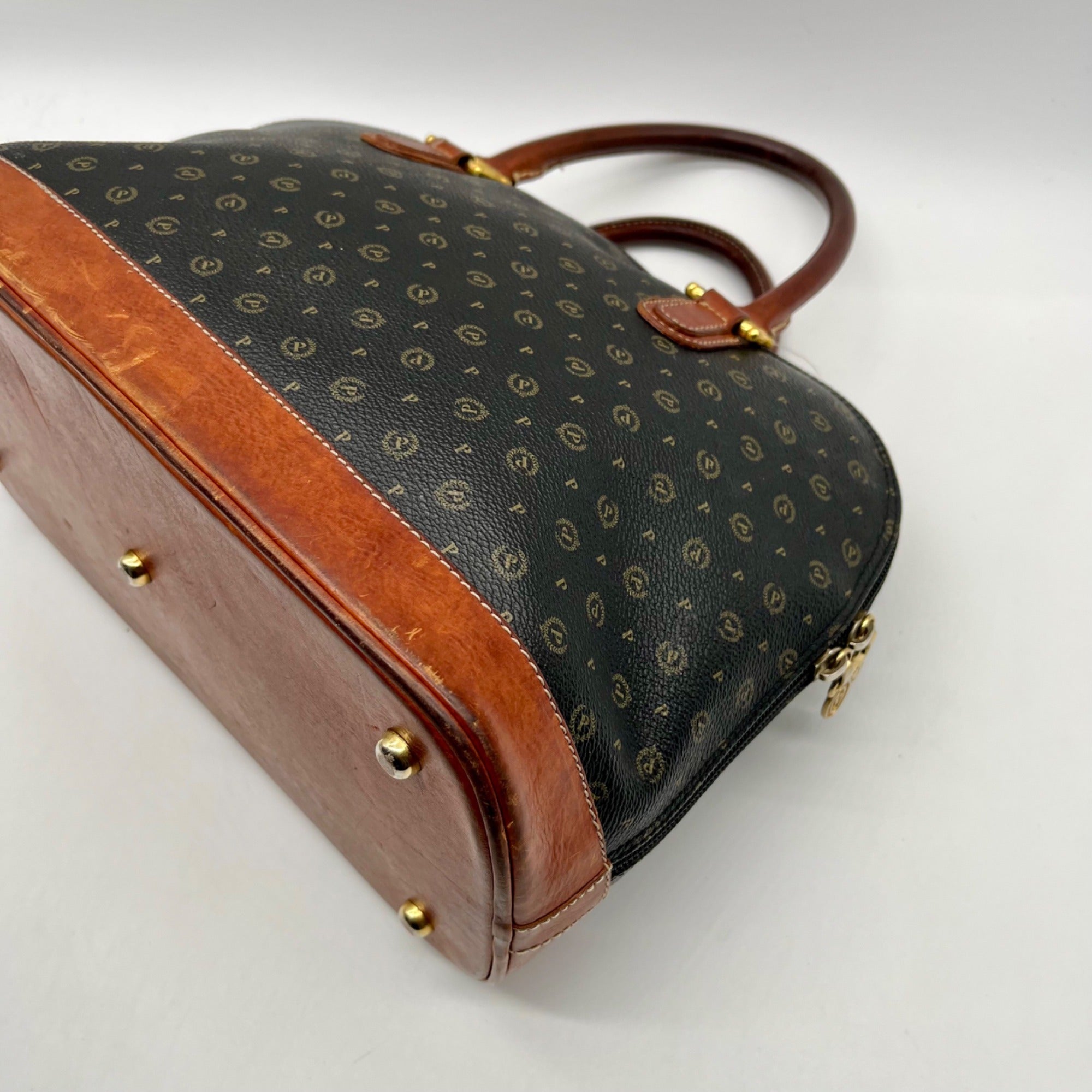 Pollini Monogram Print Pebbled Leather Wallet And Reversible Handbag