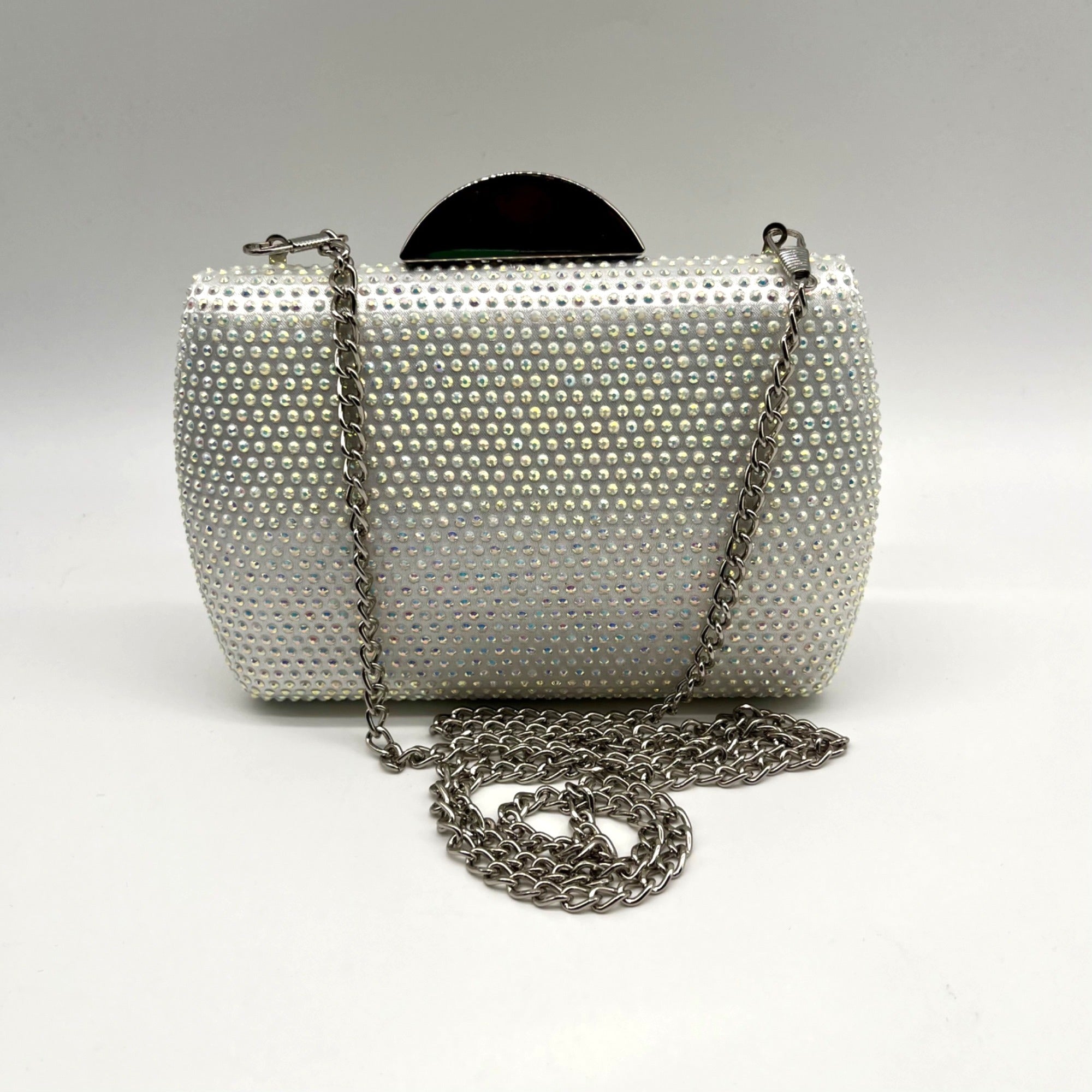 Nina Silver Rhinestone Crystal CLutch Evening Bag