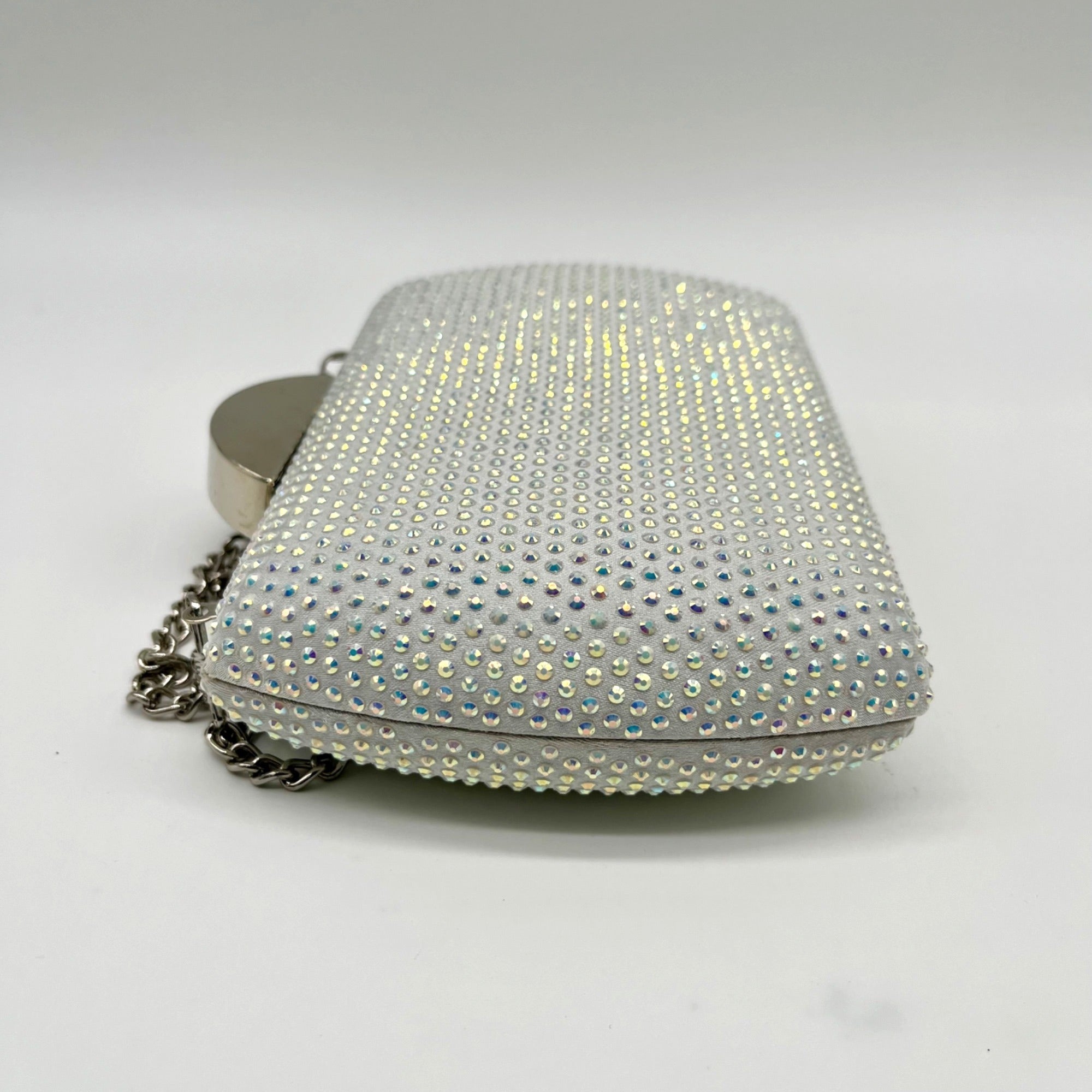 Nina Silver Rhinestone Crystal CLutch Evening Bag