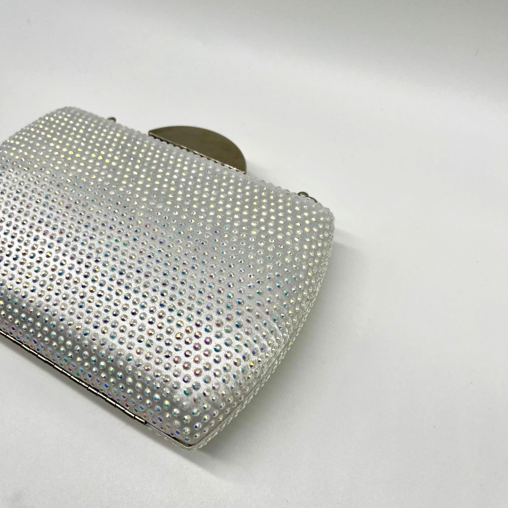 Nina Silver Rhinestone Crystal CLutch Evening Bag
