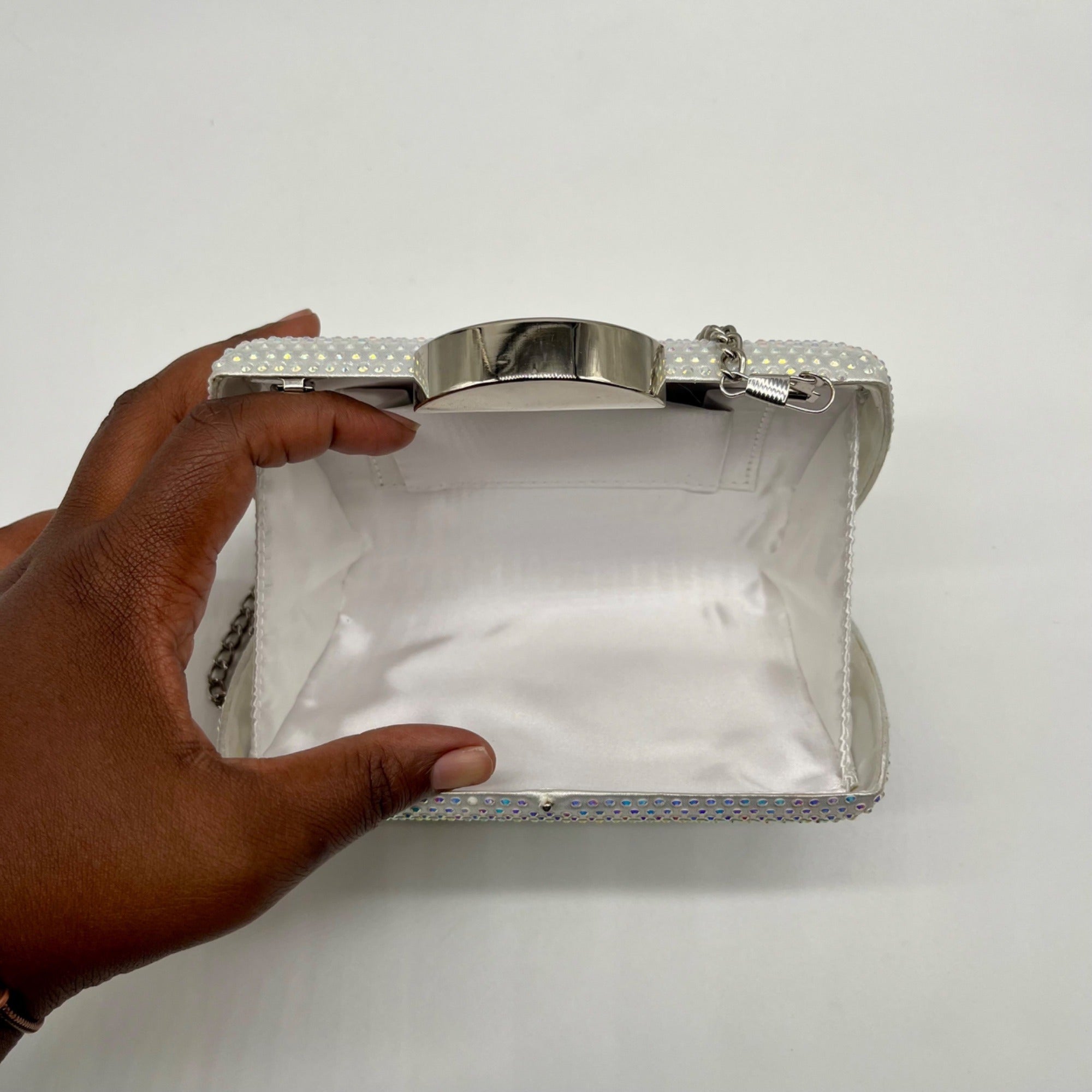 Nina Silver Rhinestone Crystal CLutch Evening Bag