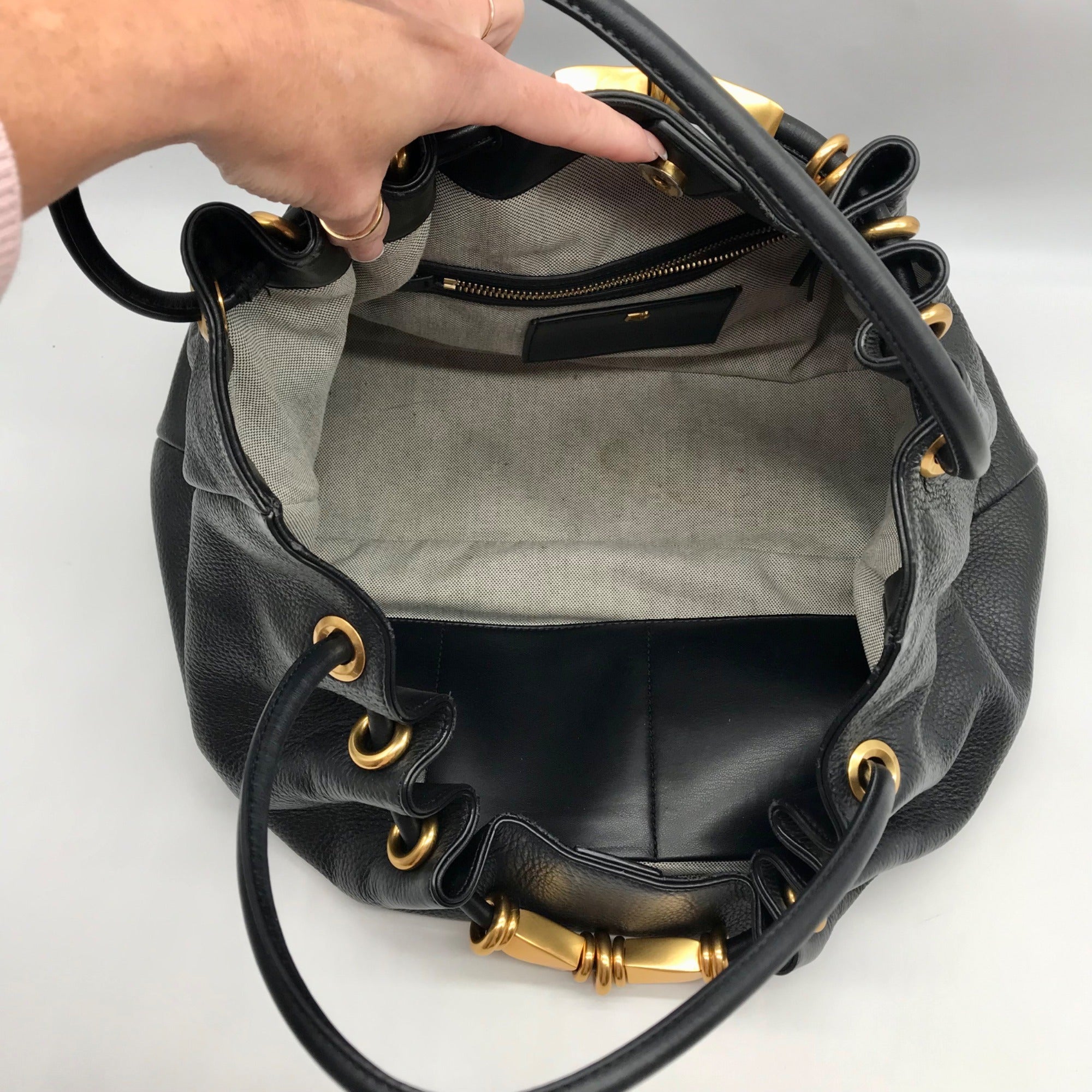 Donna Karan Black Pebbled Leather Seacliff Tote Bag