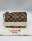 Coach Tan and Ivory Canvas Wristlet
