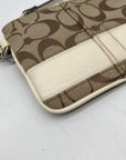 Coach Tan and Ivory Canvas Wristlet