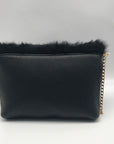 Vieta Black Fur Flap Penelope Crossbody Clutch