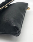 Vieta Black Fur Flap Penelope Crossbody Clutch