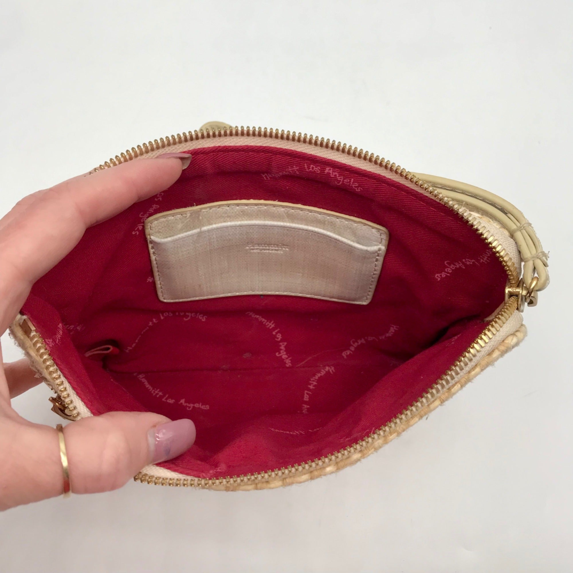 Hammitt Tan Raffia Nash Small 2 Wristlet