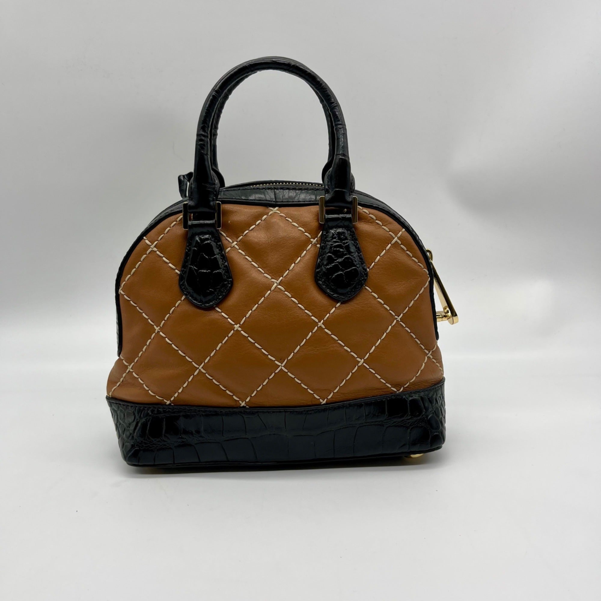 Michael Kors Brown Leather Smythe Dome Satchel Bag